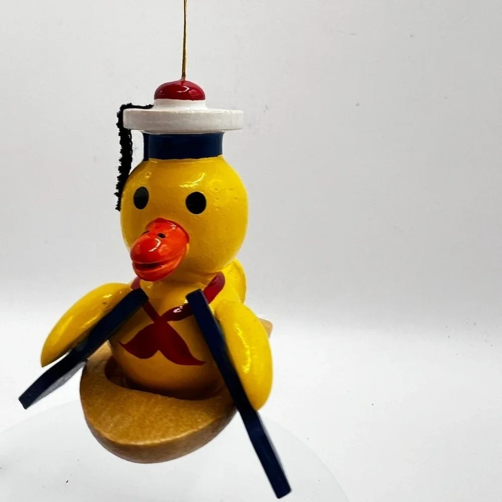 MINT Vtg 1984 Erzgebirge Germany Ornament Ducks Boat Toy Hand Painted Wood